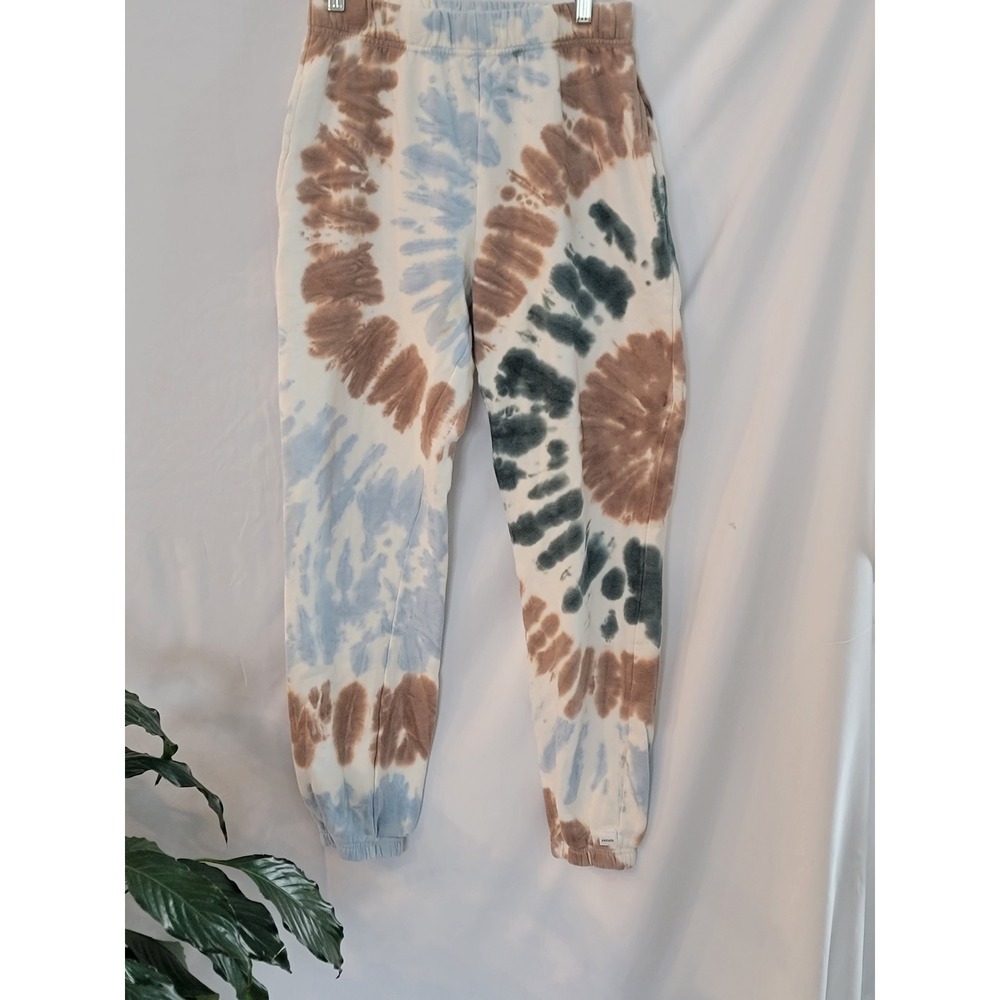 RSQ Women Blue Brown Tie Dye Jogger‎ Sweatpants Fleece Lined Size Small